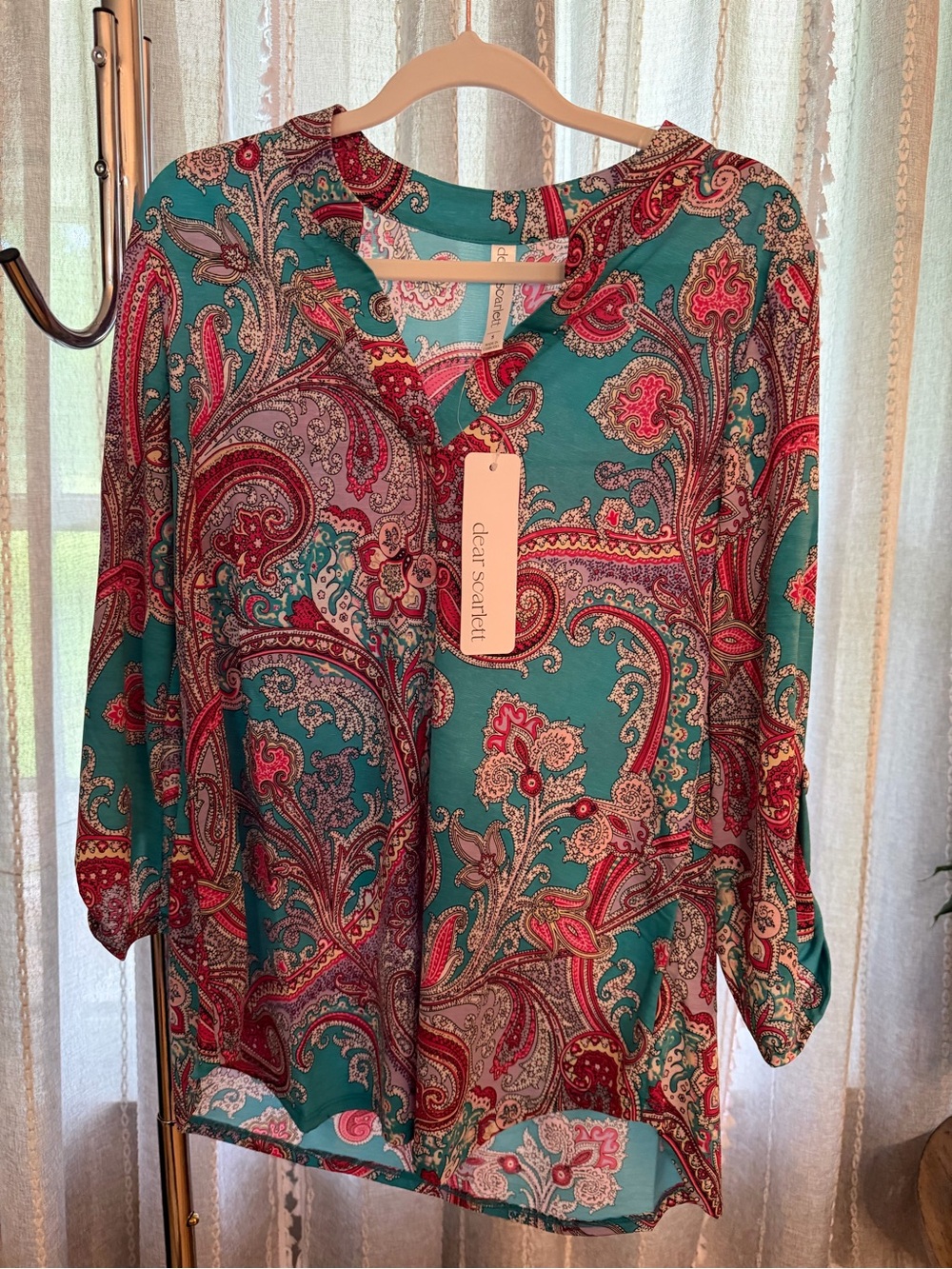 Dear Scarlet- Women's Paisley V-Neck Blouse/Tunic